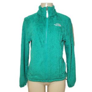 The North Face Full Zip Green White Fuzzy Fleece Jacket Women's Small